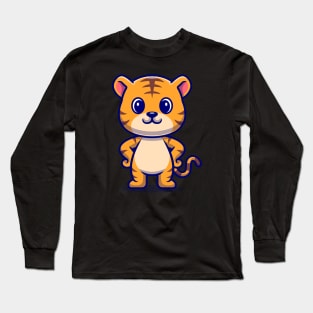 Cute Tiger Standing Cartoon Long Sleeve T-Shirt